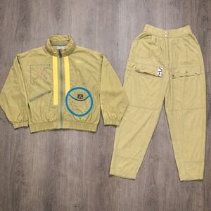 Vintage IXSPA Jamie Sadock Womens 2pc Bomber Jacket Cargo Pants Set Olive S